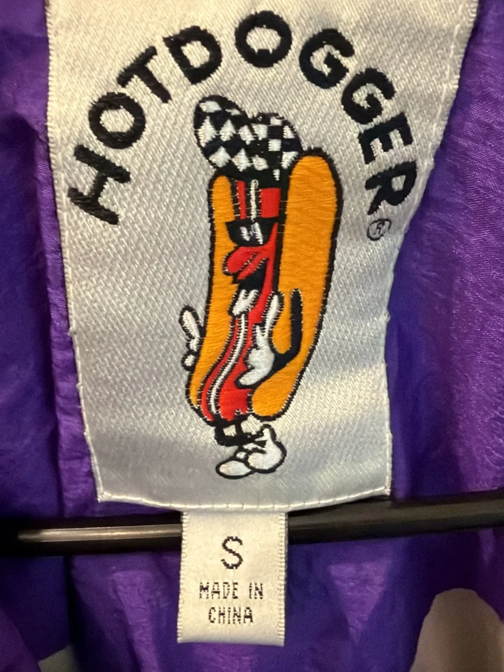 Vintage 90s Colorblock Hotdogger Bomber Jacket in Purple & Pink